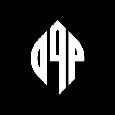 Çember ve elips şekilli OQP daire harf logosu tasarımı. Tipografik biçimli OQP elips harfleri. Üç baş harf daire şeklinde bir logo oluşturuyor. OQP Çember Amblemi Soyut Monogram Harf İşaretleyici Vektörü.