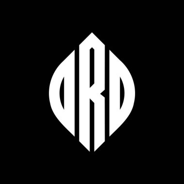 Ameliyathane dairesi harf logosu dizaynı. Çember ve elips şeklinde. Tipografik biçimli ORD elips harfleri. Üç baş harf daire şeklinde bir logo oluşturuyor. ORD Çember Amblemi Soyut Monogram Harf İşaretleme Vektörü.