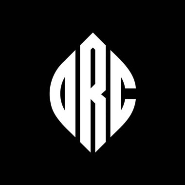 Çember ve elips şekilli ORC daire harf logosu tasarımı. Tipografik biçimli ORC elips harfleri. Üç baş harf daire şeklinde bir logo oluşturuyor. ORC Çember Amblemi Soyut Monogram Harf İşaretleme Vektörü.