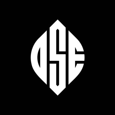 Çember ve elips şekilli OSE daire harf logosu tasarımı. Tipografik biçimli OSE elips harfleri. Üç baş harf daire şeklinde bir logo oluşturuyor. OSE Çemberi Amblemi Soyut Monogram Harf İşaretleme Vektörü.