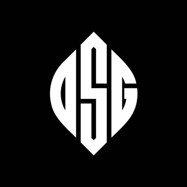 Çember ve elips şekilli OSG daire harf logosu tasarımı. Tipografik biçimli OSG elips harfleri. Üç baş harf daire şeklinde bir logo oluşturuyor. OSG Çember Amblemi Soyut Monogram Harf İşaretleyici Vektörü.
