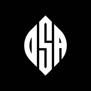 Çember ve elips şekilli OSA daire harf logosu tasarımı. Tipografik şekilli OSA elips harfleri. Üç baş harf daire şeklinde bir logo oluşturuyor. OSA Çember Amblemi Soyut Monogram Harf İşaretleme Vektörü.