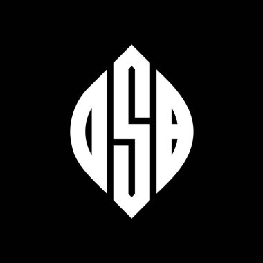 Çember ve elips şekilli OSB daire harf logosu tasarımı. Tipografik biçimli OSB elips harfleri. Üç baş harf daire şeklinde bir logo oluşturuyor. OSB Çember Amblemi Soyut Monogram Harf İşaretleyici Vektörü.