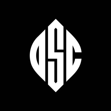 Çember ve elips şekilli OSC daire harf logosu tasarımı. Tipografik şekilli OSC elips harfleri. Üç baş harf daire şeklinde bir logo oluşturuyor. OSC Çemberi Amblemi Soyut Monogram Harf İşaretleyici Vektörü.