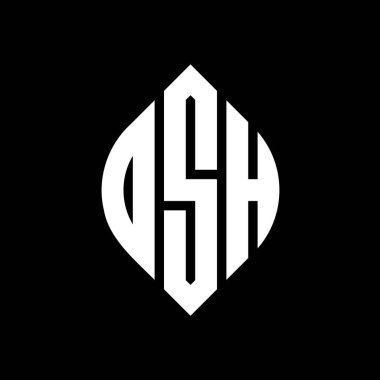 Çember ve elips şekilli OSH daire harf logosu tasarımı. Tipografik biçimli OSH elips harfleri. Üç baş harf daire şeklinde bir logo oluşturuyor. OSH Çemberi Amblemi Soyut Monogram Harf İşaretleme Vektörü.