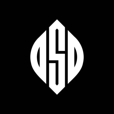 Çember ve elips şekilli OSD daire harf logosu tasarımı. Tipografik biçimli OSD elips harfleri. Üç baş harf daire şeklinde bir logo oluşturuyor. OSD Çemberi Amblemi Soyut Monogram Harf İşaretleyici Vektörü.