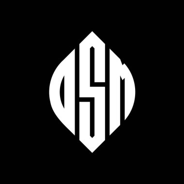 Çember ve elips şekilli OSM daire harf logosu tasarımı. Tipografik biçimli OSM elips harfleri. Üç baş harf daire şeklinde bir logo oluşturuyor. OSM Çember Amblemi Soyut Monogram Harf İşaretleyici Vektörü.