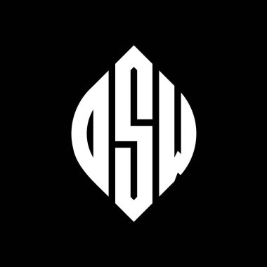 Çember ve elips şekilli OSW daire harf logosu tasarımı. Tipografik biçimli OSW elips harfleri. Üç baş harf daire şeklinde bir logo oluşturuyor. OSW Çember Amblemi Soyut Monogram Harf İşaretleyici Vektörü.