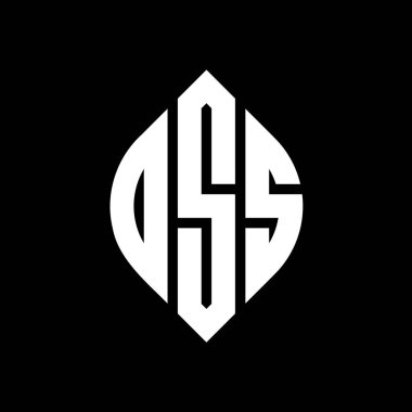 Çember ve elips şekilli OSS daire harf logosu tasarımı. Tipografik biçimli OSS elips harfleri. Üç baş harf daire şeklinde bir logo oluşturuyor. OSS Çember Amblemi Soyut Monogram Harf İşaretleyici Vektörü.