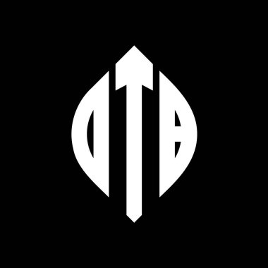 Çember ve elips şekilli OTB daire harf logosu tasarımı. Tipografik biçimli OTB elips harfleri. Üç baş harf daire şeklinde bir logo oluşturuyor. OTB Çember Amblemi Soyut Monogram Harf İşaretleyici Vektörü.