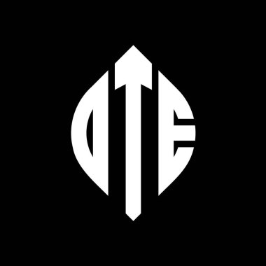 Çember ve elips şekilli OTE daire harf logosu tasarımı. Tipografik biçimli OTE elips harfleri. Üç baş harf daire şeklinde bir logo oluşturuyor. OTE Çemberi Amblemi Soyut Monogram Harf İşaretleme Vektörü.