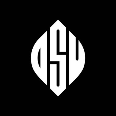Dairesel ve elips şekilli OSV daire harf logosu tasarımı. Tipografik biçimli OSV elips harfleri. Üç baş harf daire şeklinde bir logo oluşturuyor. OSV Çember Amblemi Soyut Monogram Harf İşaretleyici Vektörü.