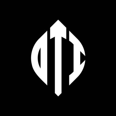 Çember ve elips şekilli OTI daire harf logosu tasarımı. Tipografik şekilli OTI elips harfleri. Üç baş harf daire şeklinde bir logo oluşturuyor. OTI Çember Amblemi Soyut Monogram Harf İşaretleme Vektörü.