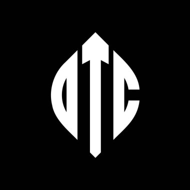 Çember ve elips şekilli OTC daire harf logosu tasarımı. Tipografik biçimli OTC elips harfleri. Üç baş harf daire şeklinde bir logo oluşturuyor. OTC Çember Amblemi Soyut Monogram Harf İşaretleyici Vektörü.