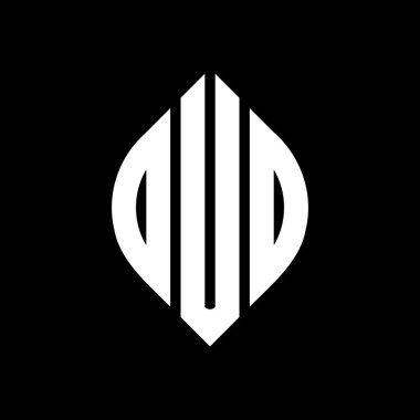 Çember ve elips şekilli OUD daire harf logosu tasarımı. Typographic tarzında OUD elips harfleri. Üç baş harf daire şeklinde bir logo oluşturuyor. OUD Çember Amblemi Soyut Monogram Harf İşaretleme Vektörü.