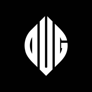 Daire şeklinde ve elips şekilli OUG daire harf logosu tasarımı. Typographic tarzında OUG elips harfleri. Üç baş harf daire şeklinde bir logo oluşturuyor. OUG Çemberi Amblemi Soyut Monogram Harf İşaretleme Vektörü.