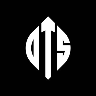 Çember ve elips şekilli OTS daire harf logosu tasarımı. Tipografik biçimli OTS elips harfleri. Üç baş harf daire şeklinde bir logo oluşturuyor. OTS Çemberi Amblemi Soyut Monogram Harf İşaretleme Vektörü.