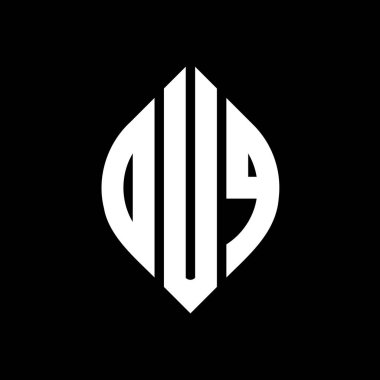 Çember ve elips şekilli OUQ daire harf logosu tasarımı. Typographic tarzında OUQ elips harfleri. Üç baş harf daire şeklinde bir logo oluşturuyor. OUQ Çemberi Amblemi Soyut Monogram Harf İşaretleyici Vektörü.