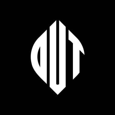 Dairesel ve elips şekilli out daire harf logosu tasarımı. Typographic tarzında elips harfler. Üç baş harf daire şeklinde bir logo oluşturuyor. Out Circle Amblemi Soyut Monogram Harf İşaretleme Vektörü.