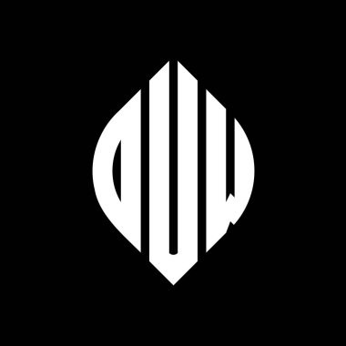 Çember ve elips şekilli OUW daire harf logosu tasarımı. Typographic tarzında OUW elips harfleri. Üç baş harf daire şeklinde bir logo oluşturuyor. OUW Çemberi Amblemi Soyut Monogram Harf İşaretleme Vektörü.