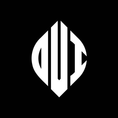 Dairesel ve elips şekilli OVI daire harf logosu tasarımı. OVI elips harfleri tipografik tarzda. Üç baş harf daire şeklinde bir logo oluşturuyor. OVI Çember Amblemi Soyut Monogram Harf İşaretleyici Vektörü.
