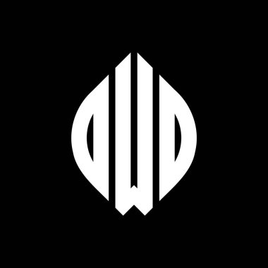 Çember ve elips şekilli OWD daire harf logosu tasarımı. Tipografik biçimli OWD elips harfleri. Üç baş harf daire şeklinde bir logo oluşturuyor. OWD Çember Amblemi Soyut Monogram Harf İşaretleyici Vektörü.