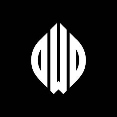 Çember ve elips şekilli OWO daire harf logosu tasarımı. Tipografik şekilli OWO elips harfleri. Üç baş harf daire şeklinde bir logo oluşturuyor. OWO Çember Amblemi Soyut Monogram Harf İşaretleyici Vektörü.