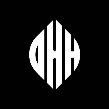Çember ve elips şekilli OXH daire harf logosu tasarımı. Tipografik biçimli OXH elips harfleri. Üç baş harf daire şeklinde bir logo oluşturuyor. OXH Çember Amblemi Soyut Monogram Harf İşaretleyici Vektörü.