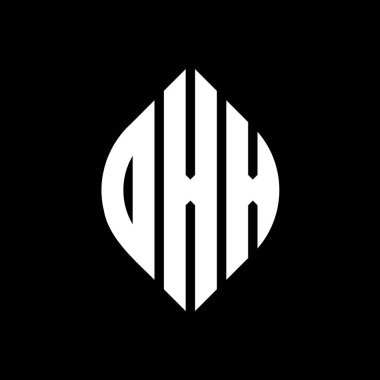 Çember ve elips şekilli OXX daire harf logosu tasarımı. Tipografik biçimli OXX elips harfleri. Üç baş harf daire şeklinde bir logo oluşturuyor. OXX Çember Amblemi Soyut Monogram Harf İşaretleyici Vektörü.