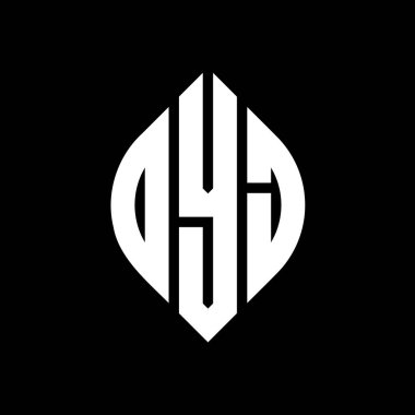 Çember ve elips şekilli OYJ daire harf logosu tasarımı. Tipografik tarzda OYJ elips harfleri. Üç baş harf daire şeklinde bir logo oluşturuyor. OYJ Çember Amblemi Soyut Monogram Harf İşaretleyici Vektörü.