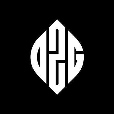 Çember ve elips şekilli OZG daire harf logosu tasarımı. Tipografik şekilli OZG elips harfleri. Üç baş harf daire şeklinde bir logo oluşturuyor. OZG Çember Amblemi Soyut Monogram Harf İşaretleyici Vektörü.