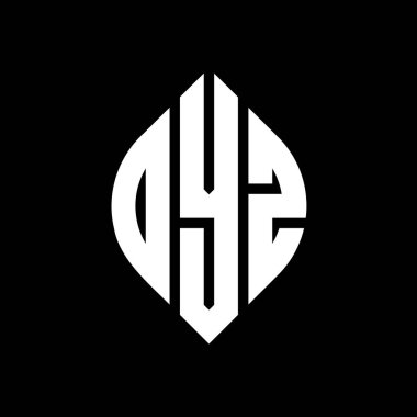Çember ve elips şekilli OYZ daire harf logosu tasarımı. Tipografik şekilli OYZ elips harfleri. Üç baş harf daire şeklinde bir logo oluşturuyor. OYZ Çember Amblemi Soyut Monogram Harf İşaretleyici Vektörü.