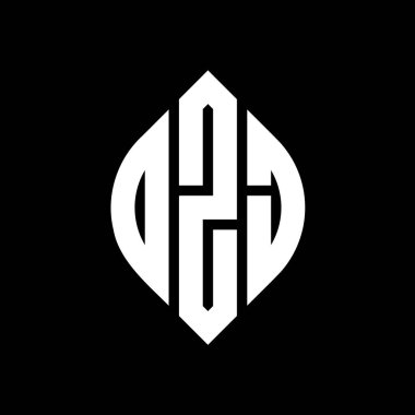 Çember ve elips şekilli OZJ daire harf logosu tasarımı. Tipografik tarzda OZJ elips harfleri. Üç baş harf daire şeklinde bir logo oluşturuyor. OZJ Çember Amblemi Soyut Monogram Harf İşaretleyici Vektörü.