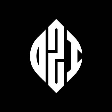 Çember ve elips şekilli Özi yuvarlak harf logosu tasarımı. Baskı tarzında OZI elips harfleri. Üç baş harf daire şeklinde bir logo oluşturuyor. OZI Çemberi Amblemi Soyut Monogram Harf İşaretleme Vektörü.