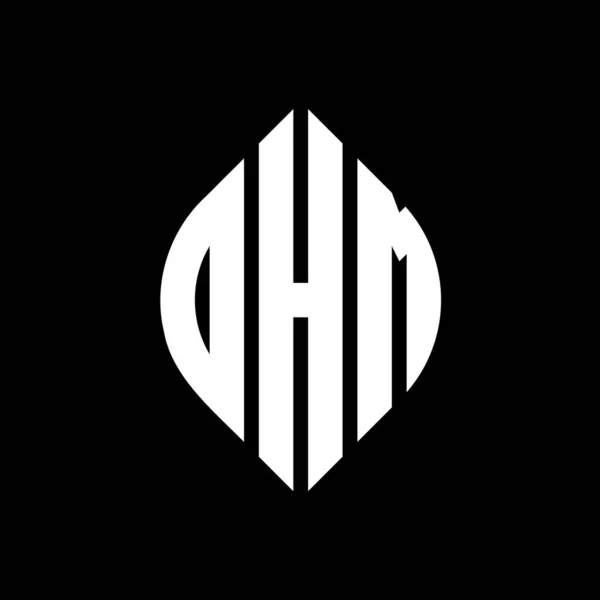 Ohm 디자인에 Ohm 타이포그래피 스타일의 이니셜은 로고를 Ohm Circle Emblem — 스톡 벡터