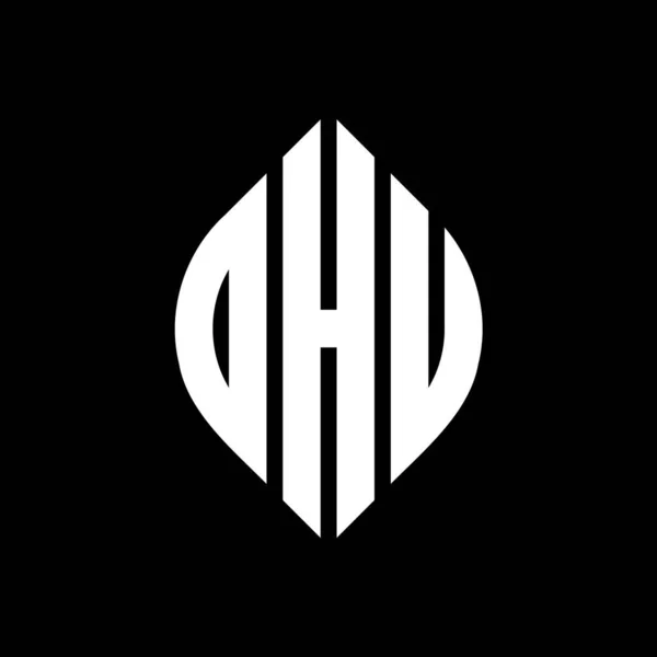 Σχεδιασμός Λογότυπου Γράμματα Κύκλο Και Σχήμα Έλλειψης Ohu Ελλειπτικά Γράμματα — Διανυσματικό Αρχείο
