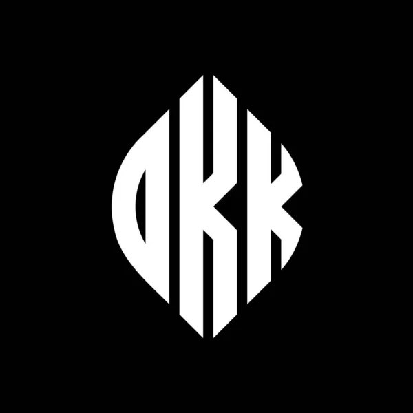 Дизайн Логотипа Круга Okk Кружком Эллипсом Okk Эллиптические Буквы Типографским — стоковый вектор