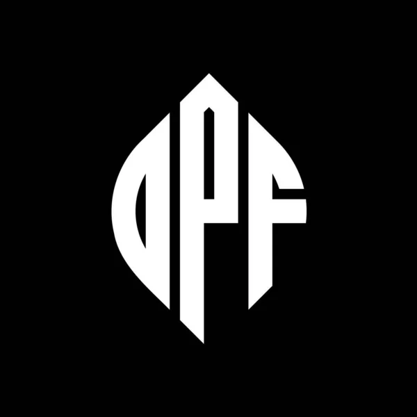 Okrągłe Logo Opf Okręgiem Elipsą Litery Eliptyczne Opf Stylem Typograficznym — Wektor stockowy
