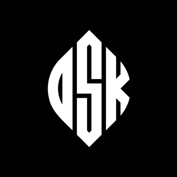 Osk 디자인에 타이포그래피 스타일 Osk 이니셜은 로고를 Osk Circle Emblem — 스톡 벡터