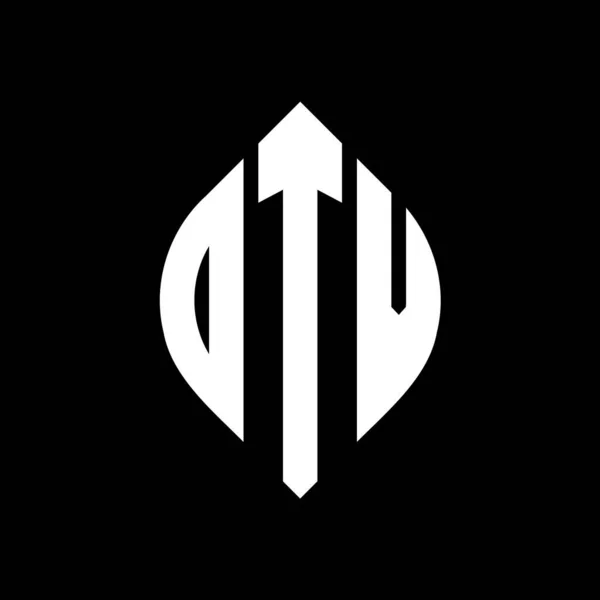 Logo Okręgu Otv Okręgiem Elipsą Litery Eliptyczne Otv Stylu Typograficznym — Wektor stockowy