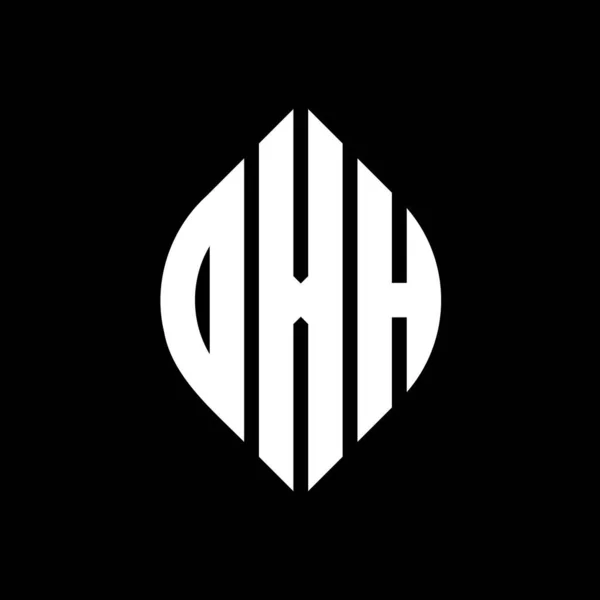 Oxh Kruhové Písmeno Logo Design Kruhovým Elipsovým Tvarem Oxh Elipsy — Stockový vektor