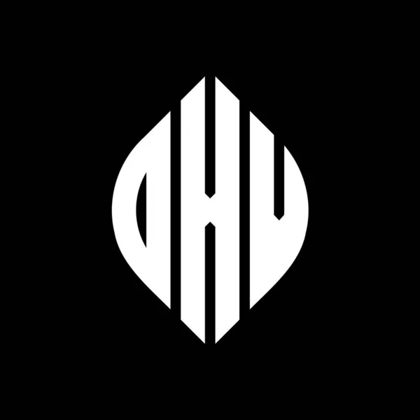 Çember Elips Şekilli Oxv Daire Harf Logosu Tasarımı Tipografik Biçimli — Stok Vektör