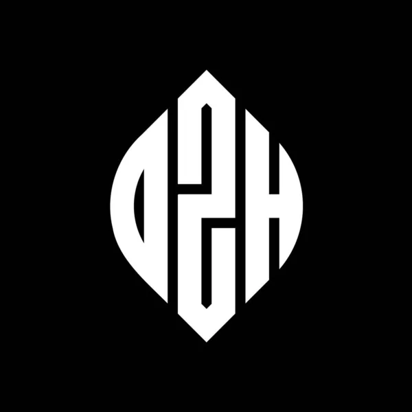 Çember Elips Şekilli Ozh Daire Harf Logosu Tasarımı Tipografik Şekilli — Stok Vektör