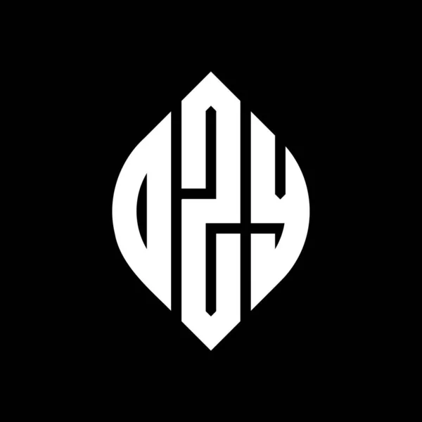 Озі Кругової Літери Дизайн Логотипу Колом Формою Еліпса Озі Еліпсові — стоковий вектор