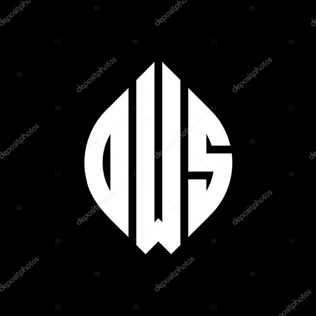 OWS circle letter logo design with circle and ellipse shape. OWS ellipse letters with typographic style. The three initials form a circle logo. OWS Circle Emblem Abstract Monogram Letter Mark Vector.