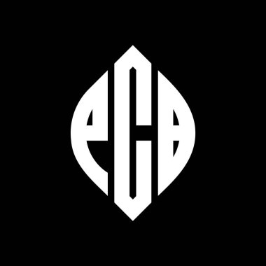 Çember ve elips şekilli PCB daire harf logosu tasarımı. Tipografik biçimli PCB elips harfleri. Üç baş harf daire şeklinde bir logo oluşturuyor. PCB Çember Amblemi Soyut Monogram Harf İşaretleyici Vektörü.