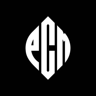 Çember ve elips şekilli PCM daire harf logosu tasarımı. Tipografik biçimli PCM elips harfleri. Üç baş harf daire şeklinde bir logo oluşturuyor. PCM Çember Amblemi Soyut Monogram Harf İşaretleyici Vektörü.