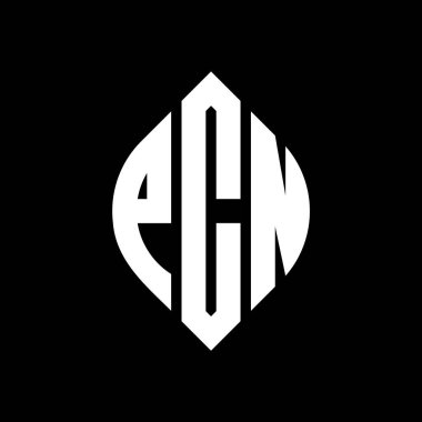 Çember ve elips şekilli PCN daire harfli logo tasarımı. Tipografik biçimli PCN elips harfleri. Üç baş harf daire şeklinde bir logo oluşturuyor. PCN Çember Amblemi Soyut Monogram Harf İşaretleyici Vektörü.