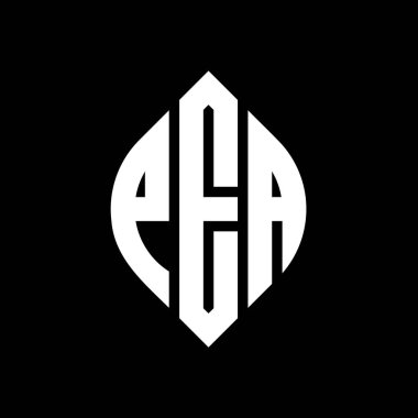 Çember ve elips şekilli PEA daire harfli logo tasarımı. PEA elips harfleri tipografik tarzda. Üç baş harf daire şeklinde bir logo oluşturuyor. PEA Çember Amblemi Soyut Monogram Harf İşaretleme Vektörü.