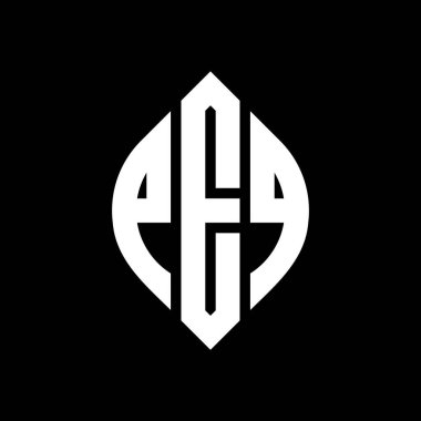 Çember ve elips şekilli PEQ daire harf logosu tasarımı. PEQ elips harfleri tipografik tarzda. Üç baş harf daire şeklinde bir logo oluşturuyor. PEQ Çemberi Amblemi Soyut Monogram Harf İşaretleyici Vektörü.